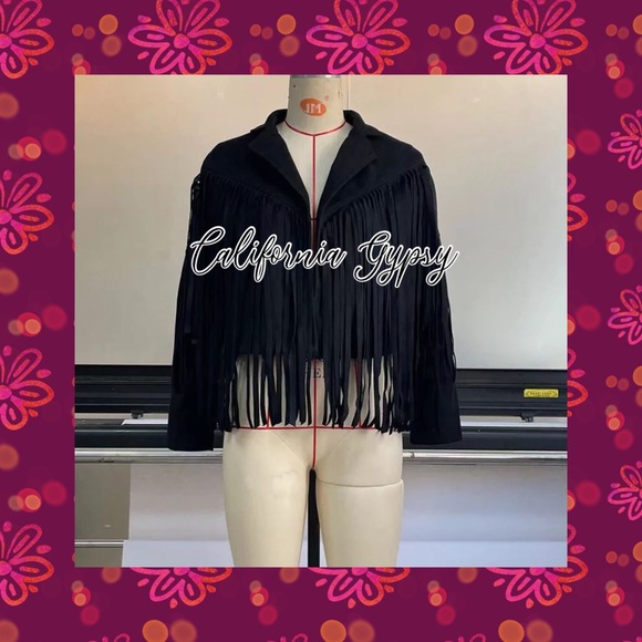 Black Fringe Suede Jacket - Picture 5 of 13